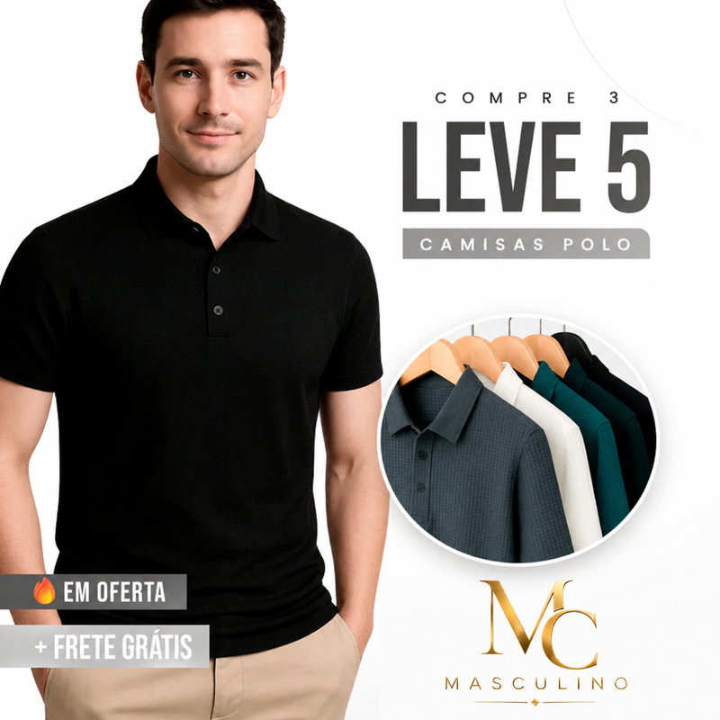 [COMPRE 3 LEVE 5] - Camisas Polo Algodão Premium Elegant..