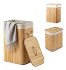 Cesto De Roupa Bambu Retangular Multiuso Banheiro Lavanderia Cor Natural
